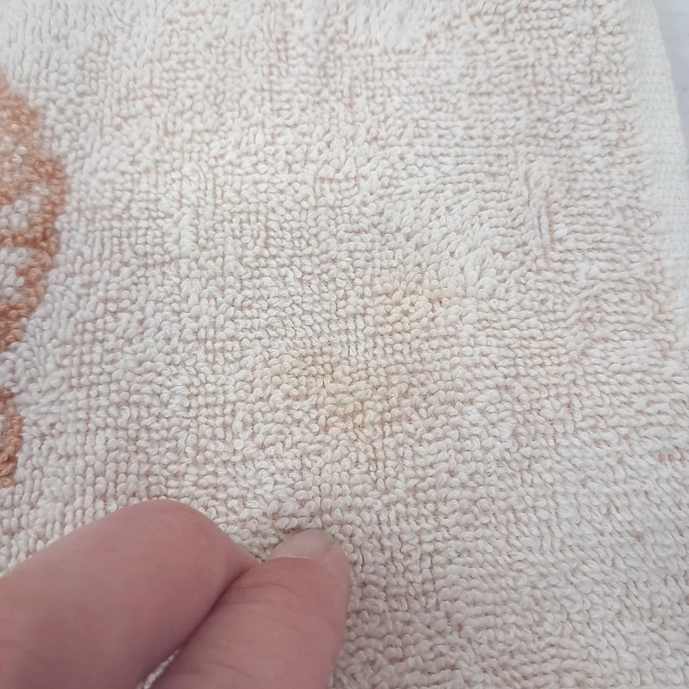 Vintage West Point Lady Pepperell Butterfly bath hand towel brown cream fringe